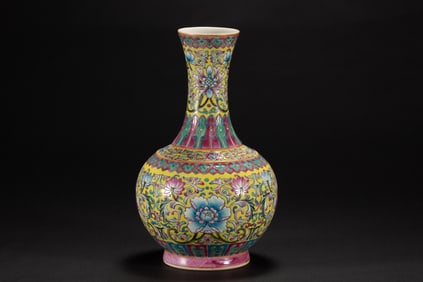 Famille Rose Flower Branch Pattern Porcelain Vase