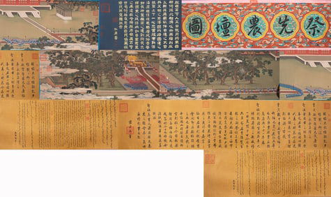 Chinese Drawing Character Story Hand Scroll,Lang Shining Mark