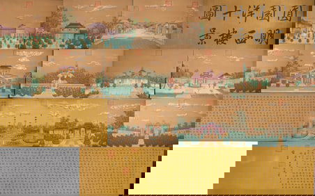 Chinese Drawing Yuanmingyuan View Hand Scroll,Lang Shining Mark