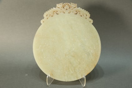 Jade Carved Character Story and Deer Pattern Bi