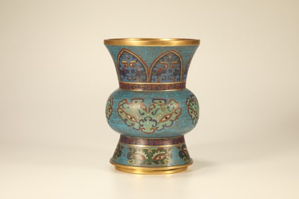 Bronze Cloisonne Carved Beast Face Pattern Vase