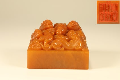 Shoushan Tianhuang Carved Dragon Stone Seal