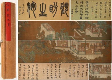 Chinese Drawing Character Story Hand Scroll,Liu Songnian Mark