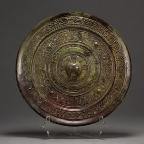 Chinese Bronze Carved Dragon Pattern Mirror