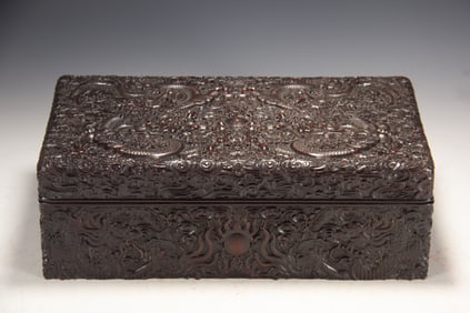 Red Sandalwood Carved Dragon Pattern Box