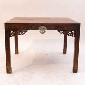 Huanghuali Wood Carved Dragon Pattern Folding Table