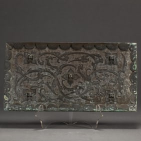 Chinese Bronze Carved Flower and Dragon Pattern Mirror