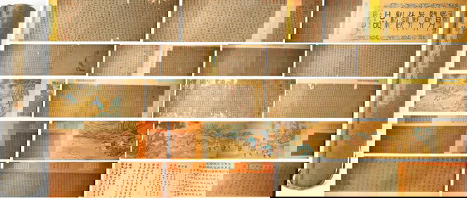 Chinese Writing Calligraphy and Character Story Hand Scroll,Lang Shining Mark