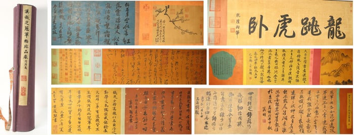 Chinese Writing Calligraphy and Landscape Hand Scroll,Zhang Zhiguan Mark