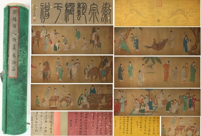 Chinese Drawing Character Story Hand Scroll,Song Huizong Mark