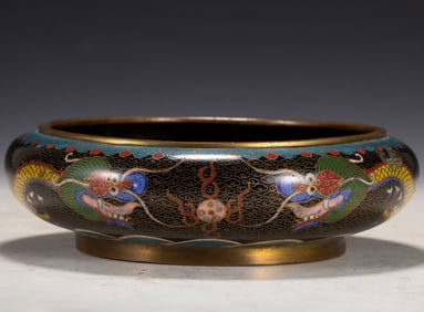 Bronze Cloisonne Carved Dragon Pattern Washer