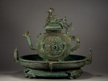 Chinese Bronze Carved Dragon Pattern Beast Shape Pot