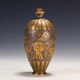 Gilt Silver Carved Dragon Pattern Vase