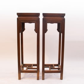 Pair of Huanghuali Wood Carved Dragon Pattern Square Table