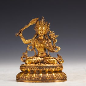 Gilt Bronze Manjushri Figure