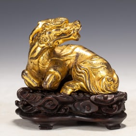 Gilt Bronze Carved Beast Ornament