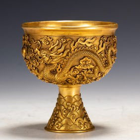 Gilt Bronze Carved Dragon Pattern Cup