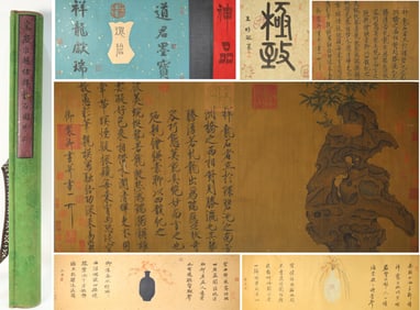 Chinese Writing Calligraphy and Bamboo Hand Scroll,Song Huizong Mark
