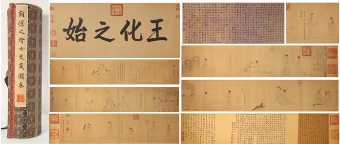 Chinese Drawing Character Story Hand Scroll,Gu Kaizhi Mark