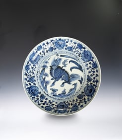 Blue and White Kiln Pattern Large Porcelain Plate
