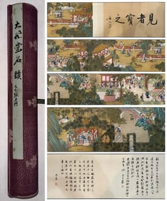 Chinese Drawing Beauty Story Hand Scroll,Zhang Daqian Mark
