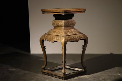 Huanghuali Wood Carved Cloud Pattern Square Table