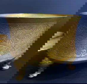 Gilt Bronze Carved Flower and Bird Pattern Lid Bowl