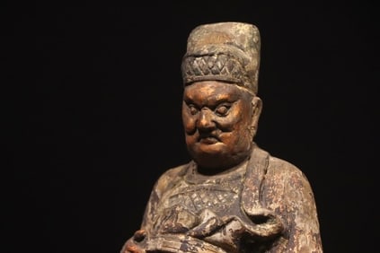 Wood God of Wealth Figure