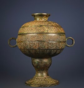 Chinese Bronze Carved Dragon Pattern Zun