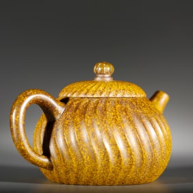 Purple Clay Gold Drawing Teapot