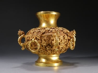 Gilt Bronze Carved Dragon Pattern Zun