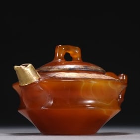 Agate Inlaid Gilt Silver Teapot
