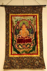 Silk Embroidery Infinite Life Buddha Tangka