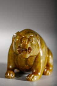Jade Carved Bear Shape Ornament
