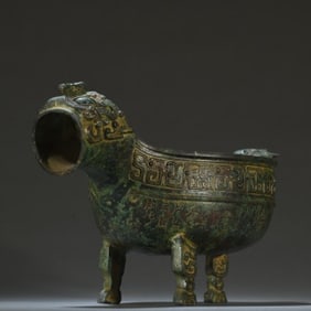 Chinese Bronze Carved Poetry Pattern Pot