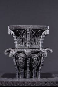 Red Sandalwood Carved Ox Pattern Ding Ornament