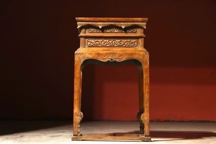 Huanghuali Wood Carved Dragon Pattern Square Table