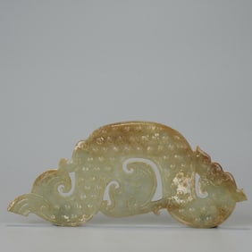 Jade Carved Cloud Pattern Dragon Shape Bi