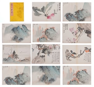 Chinese Drawing Landscape Painting Album,Zhang Daqian Mark