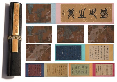 Chinese Drawing Beauty Hand Scroll,Tang Zhoufang Mark