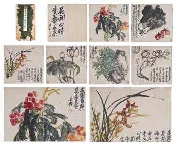 Chinese Drawing Flower Painting Album,Wu Changshuo Mark