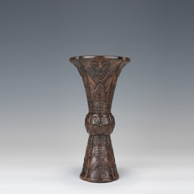 Agarwood Carved Beast Face Pattern Flower Pot