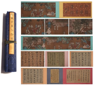 Chinese Drawing Character Story Hand Scroll,Song Huizong Mark