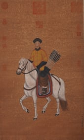Chinese Drawing Character and Horse Painting,Lang Shining Mark