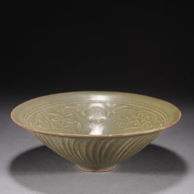 Longquan Ware Carved Flower Pattern Porcelain Bowl