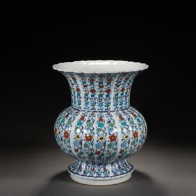 Doucai Flower Pattern Porcelain Pot