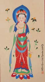 Chinese Drawing GuanYin Painting,Zhang Daqian Mark