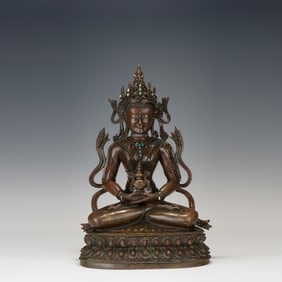 Bronze Inlaid Turquoise Infinite Life Buddha Figure