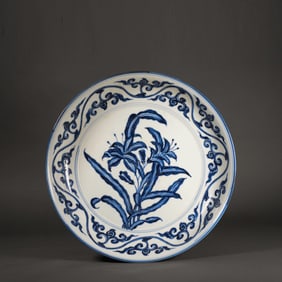 Blue and White Orchid Pattern Porcelain Plate