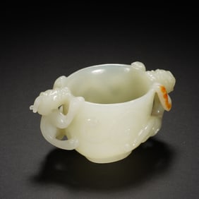 Jade Carved Dragon Pattern Double Dragon Ears Washer